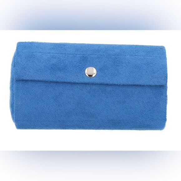 Blue Velvet Cylinder 3 Layer Jewelry Organizer - Picture 2 of 4